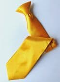 Gold satin clip on tie suitable for weddings or business office NEW Imperfect