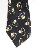 Handmade black tie by Francois with unusual design 62 inches long