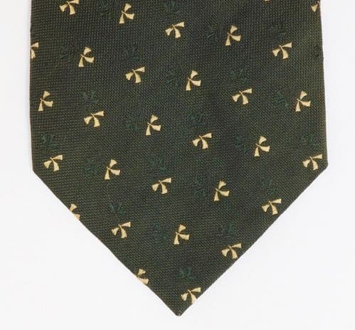 Jaguar tie Green silk with 1980s 1990s car marque logo Hand made in Italy