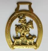 John Peel vintage horse brass huntsman hounds horse horn country sports F