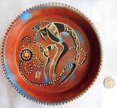 Kangaroo plate 7" terracotta art pottery Made in Australia by Bingra Boomerangs