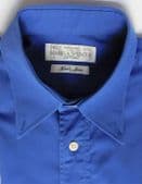 M&S retro shirt size 14.5 Point collar for pin Blue Chest pocket cotton VC