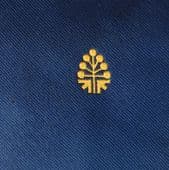 Macclesfield kipper tie Gold emblem Corporate company or bank logo vintage 1970s