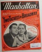 Manhattan vintage sheet music Song from the 1950s film 2 Two Tickets to Broadway