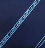 MARR kipper tie Vintage 1960s with corporate logo Navy blue Diagonal stripe Wide