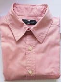 Mens pink shirt L M&S Blue Harbour Chest pocket Fine cotton Long sleeved VB