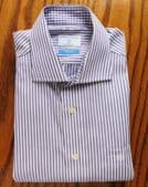 Mens striped shirt by Haines and Bonner size 16 cotton Purple with Pocket PD