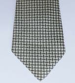 Moss Bros All Silk vintage tie grey and white pattern classic mens wear