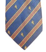 Navy blue tie corporate company club emblem possibly Roman Soldier