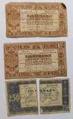 Netherlands 1938 3 Dutch banknotes Zilverbon 2.5 guilders torn in half 1 guilder