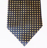 Next silk tie gold and blue check pattern made in the UK