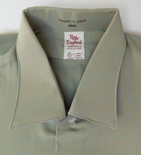 Old England green Tafatex shirt size 16 vintage 1950s Formatic collar UNUSED