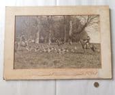 Old hunt photograph in poor condition hounds fox hunting horses country sport