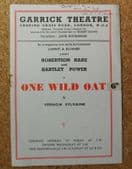 One Wild Oat Garrick Theatre programme 1949 Vernon Sylvaine Hartley Power 1940s