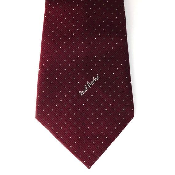 Paul Andre vintage corporate tie Burgundy with polka dots IMPERFECT