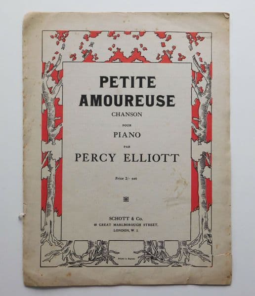 Petite Amoureuse chanson Vintage piano sheet music book Percy Elliott 1920