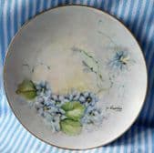 Picture plate Bavarian porcelain flowers Bareuther Waldsassen 1970s signed