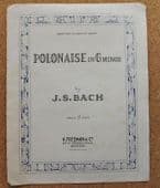 Polonaise in G Minor J S Bach vintage 1950s piano sheet music Grafton Classics