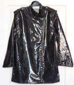 PVC mac raincoat with zips Pakamac size 12 UNUSED VINTAGE 1970s 1980s BLACK