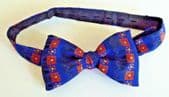 Ready-tied patterned bow tie Collar size 11 to 18 NEW orange & blue check design