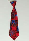 Red and blue boys tie vintage 1980s UNUSED made in England Michael George