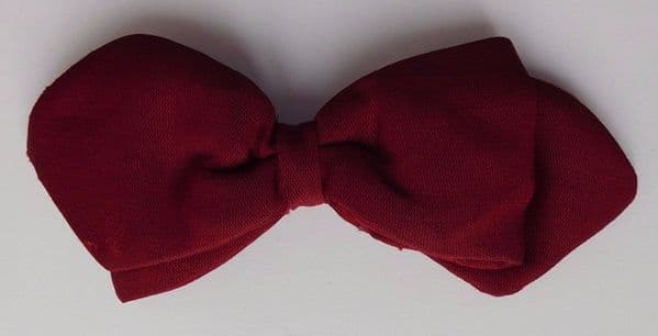 Red Tenax bow tie vintage 1960s English ready tied clip on small split in back