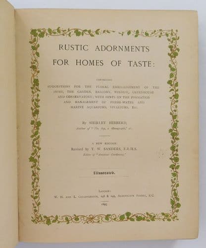 Rustic Adornments for Homes of Taste by Shirley Hibberd 1895 Victorian book