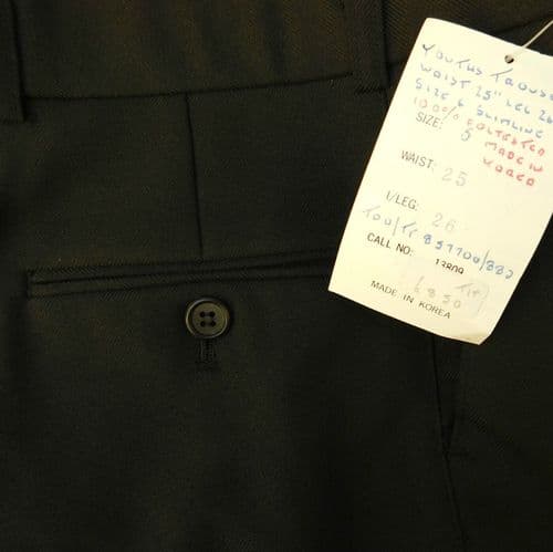 School uniform trousers Vintage 1970s Invicta UNUSED black Waist 25