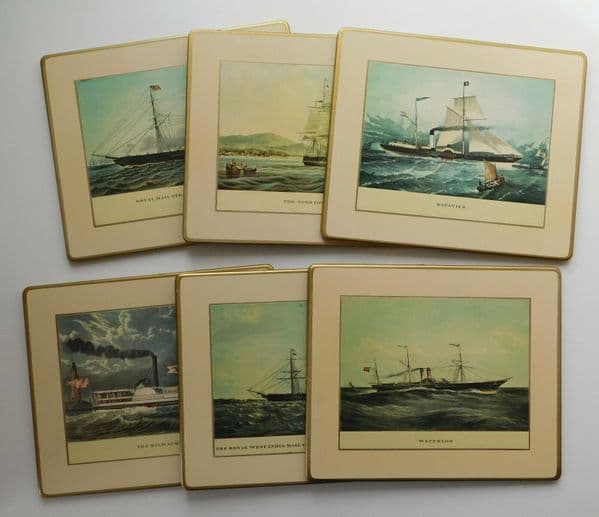 Set of 6 placemats steam ships table mats Waterloo Milwaukie Batavier Orinoco