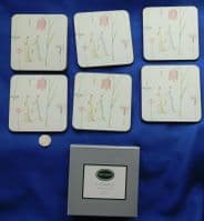 Set of 6 Portmeirion deluxe coasters Up the Garden Path square drink mats VGC