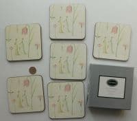 Set of 6 Portmeirion deluxe coasters Up the Garden Path square drink mats VGC