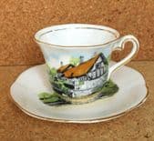 Shakespeare coffee cup and saucer Anne Hathaways Cottage Stratford on Avon SMALL