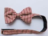 Silk check bow tie Pink and red ready-tied Moodys mens wear Size 12-19 NEW
