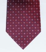 Silk floral tie red and blue check with tiny flowers