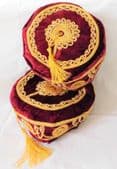 Smoking cap Burgundy velvet hat gold tassel XL 2XL 3XL 4XL NEW gift for men