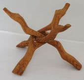 Snake puzzle tripod carved from one piece of wood Stand for crystal ball or bowl
