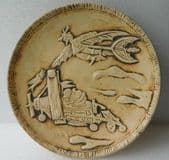 Spanish pottery plate Flying machine Bird-man wall plaque Carmen Funny picture