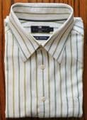 Striped shirt L green and white M&S Blue Harbour Chest pocket Fine cotton VH