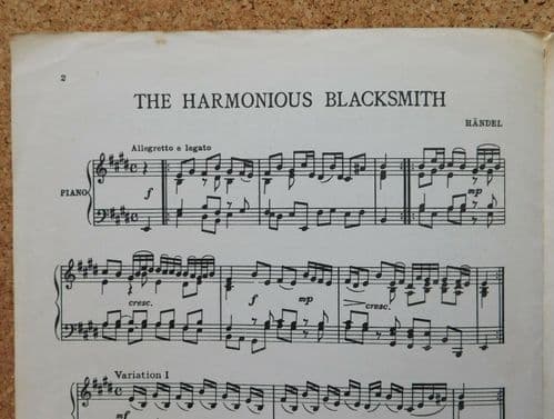 The Harmonious Blacksmith Handel vintage sheet music Allan 2 shilling edition