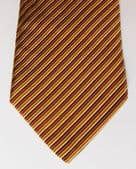 Thick woven silk tie by Profuomo Sky Blue Gold and brown stripes Italian made