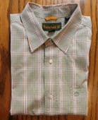 Timberland mens shirt L sage green check Chest pocket Long sleeve Cotton SB
