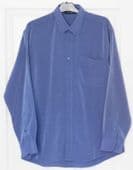 Tom Hagan shirt L blue polyester Button down collar Breast pocket RG