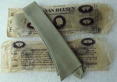 Van Heusen collar UNUSED vintage 1920s GREEN olive drab 14 1/2 semi-stiff 99
