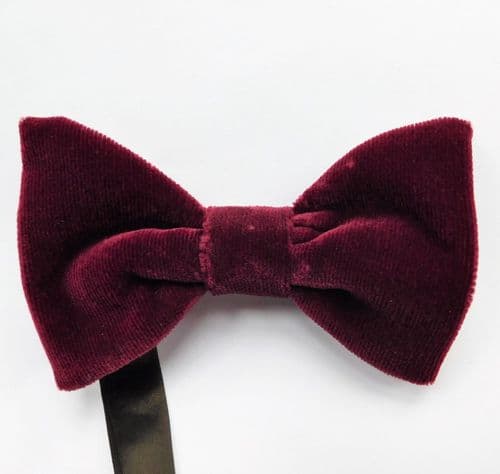 Velvet and satin reversible bow tie pre tied collar size 14 to 19 inch burgundy