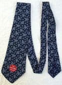 Vintage 1950s Tootal tie Navy blue UNUSED floral Red Quality Tebilized Cotton