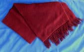 Vintage 1970s fleece scarf fringed Monsanto Acrilan burgundy 40 x 9.5" British