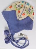 Vintage baby bonnet Knitted wool infant hat Embroidered flowers Lead excise seal