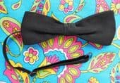 Vintage black pique bow tie narrow slim mens classic formal evening dress CQ