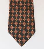 Vintage check tie by John Kent grey and orange woven pattern