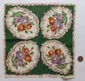 Vintage crepe handkerchief vgc with floral design 11 inches square kn